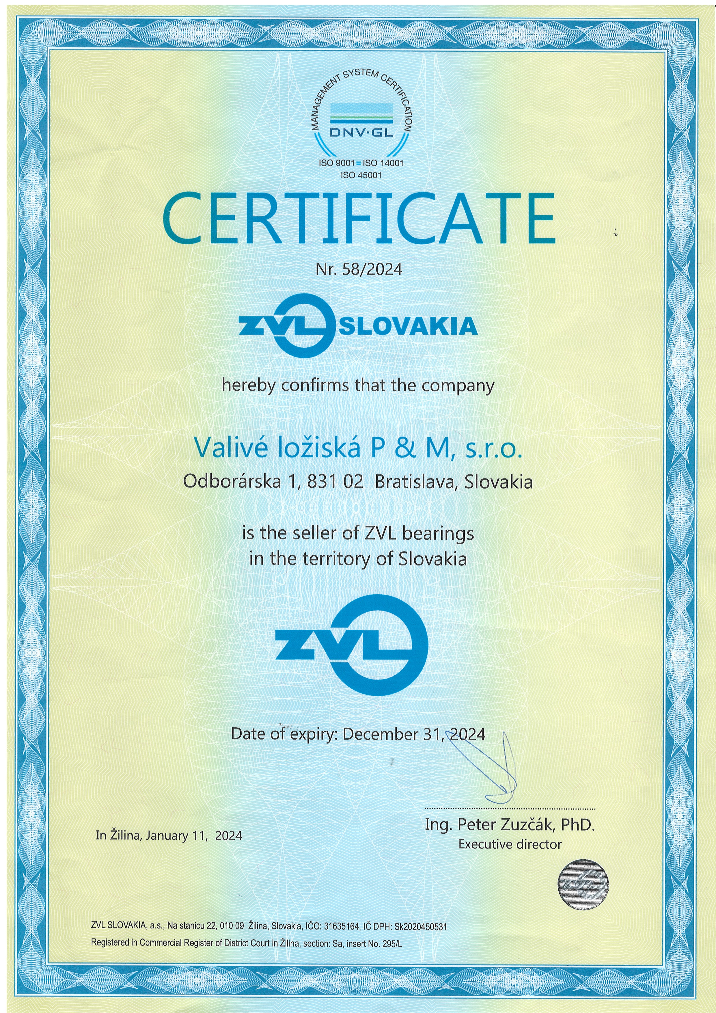 ZVL certifikát 2024