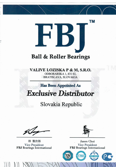 Certificate FBJ, exclusive distributor
